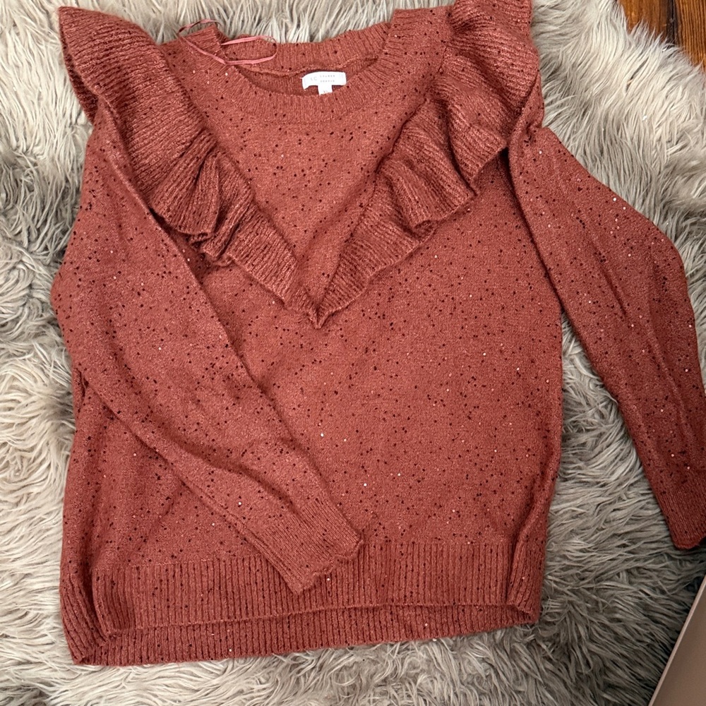 Rust Ruffle Knit Sweater - Picture 4 of 4